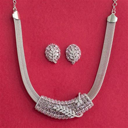 Cubic Zirconia Classic Necklace With Rhodium Plating