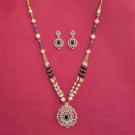 Cubic Zirconia Moti Pendant Set With 2 Tone Plating