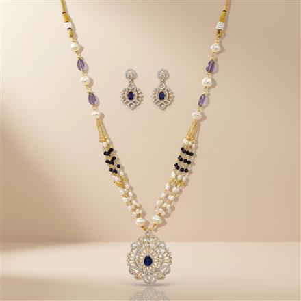 Cubic Zirconia Moti Pendant Set With 2 Tone Plating