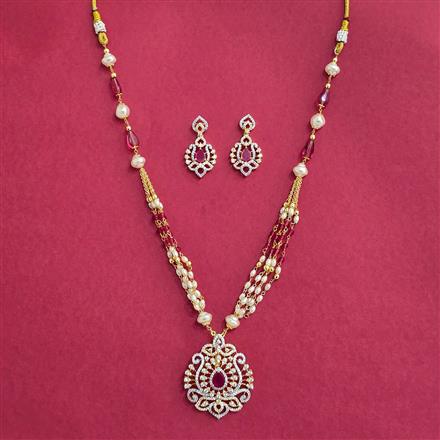 Cubic Zirconia Moti Pendant Set With 2 Tone Plating