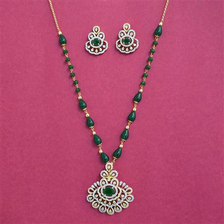Cubic Zirconia Classic Pendant Set With 2 Tone Plating