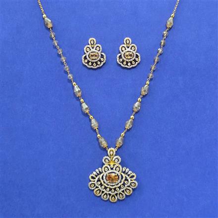 Cubic Zirconia Classic Pendant Set With 2 Tone Plating