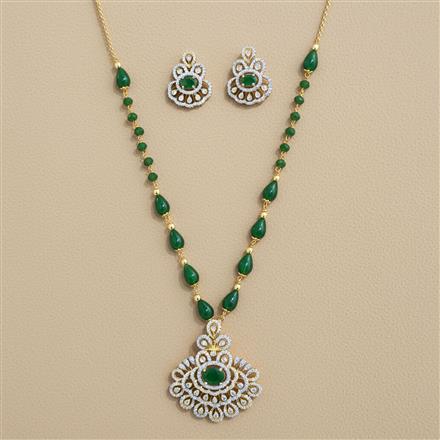 Cubic Zirconia Classic Pendant Set With 2 Tone Plating