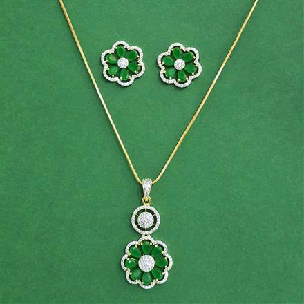 Cz Classic Pendant Set With 2 Tone Plating