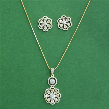 Cz Classic Pendant Set With 2 Tone Plating
