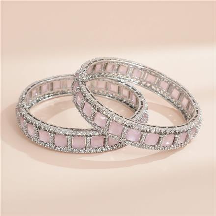 Cz Openable Bangles With Rhodium Plating