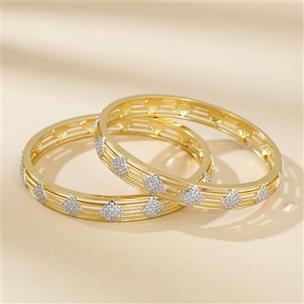 Cz Classic Bangles With 2 Tone Plating