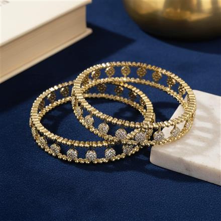 Cz Classic Bangles With Mehndi Plating