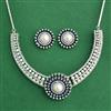 Cz Moti Necklace Set With Rhodium Plating