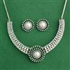 Cz Moti Necklace Set With Rhodium Plating