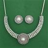 Cz Moti Necklace Set With Rhodium Plating