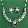 Cz Moti Necklace Set With Rhodium Plating