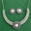 Cz Moti Necklace Set With Rhodium Plating