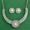 Cz Moti Necklace Set With Rhodium Plating
