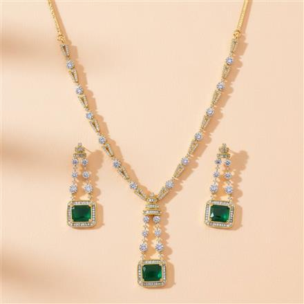 Cz Classic Necklace Set With 2 Tone Plating