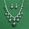Cz Classic Necklace Set With Rhodium Plating