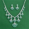 Cz Classic Necklace Set With Rhodium Plating