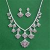 Cz Classic Necklace Set With Rhodium Plating