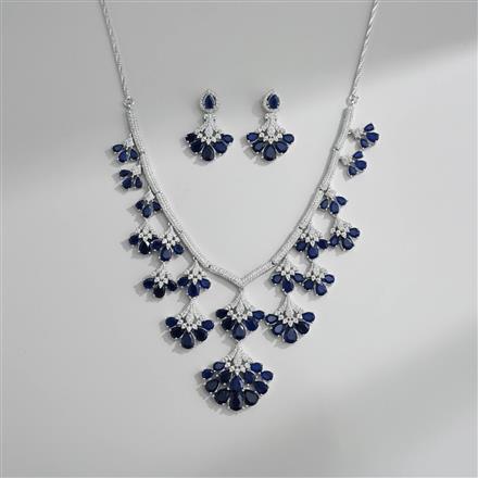 Cz Classic Necklace Set With Rhodium Plating