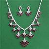 Cz Classic Necklace Set With Rhodium Plating