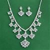 Cz Classic Necklace Set With Rhodium Plating