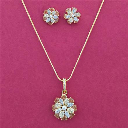 Cz Classic Pendant Set With 2 Tone Plating