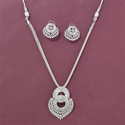 Cz Classic Pendant Set With 2 Tone Rhodium Plating