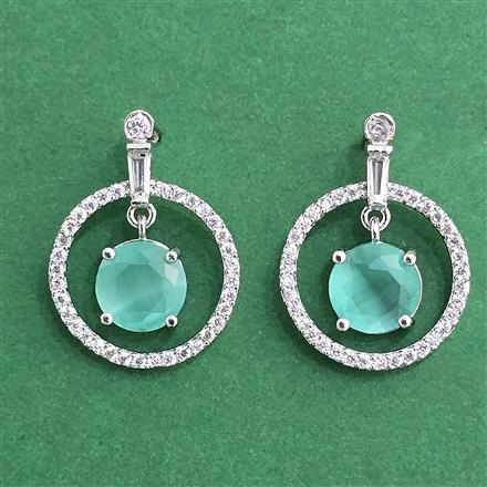 Cz Delicate Earring With Rhodium Plating