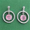 Cz Delicate Earring With Rhodium Plating