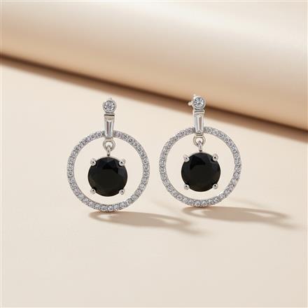 Cz Delicate Earring With Rhodium Plating