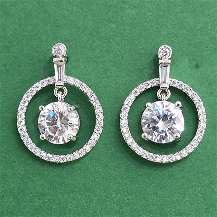 Cz Delicate Earring With Rhodium Plating