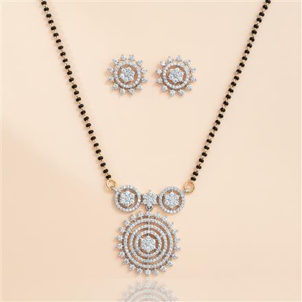 Cz Classic Mangalsutra With Rhodium Plating