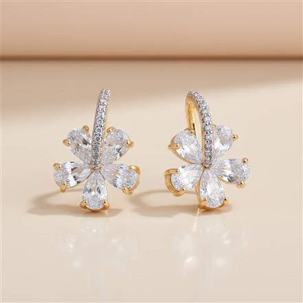 Cz Delicate Earring With 2 Tone Rhodium Plating