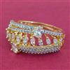 Cz Adjustable Ring With Mehndi 2 Tone Rhodium Plating