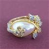 Cz Moti Ring With Mehndi 2 Tone Rhodium Plating