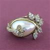 Cz Moti Ring With Mehndi 2 Tone Rhodium Plating