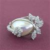 Cz Moti Ring With Mehndi 2 Tone Rhodium Plating