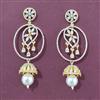 Cz Classic Earring With Mehndi 2 Tone Rhodium Plating
