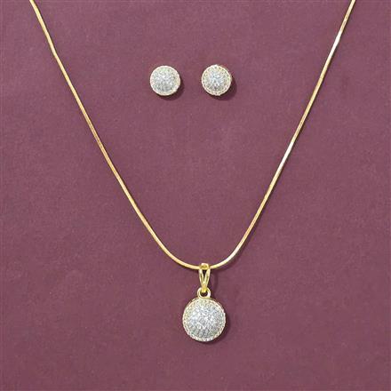 Cz Delicate Pendant Set With 2 Tone Plating