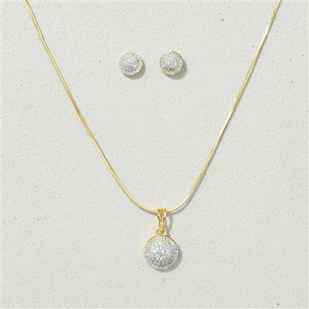 Cz Delicate Pendant Set With 2 Tone Plating