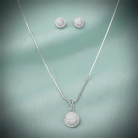 Cz Delicate Pendant Set With Rhodium Plating