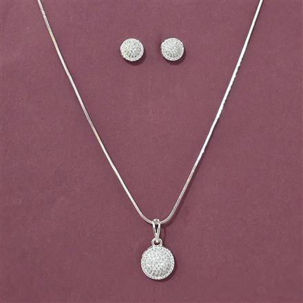 Cz Delicate Pendant Set With Rhodium Plating