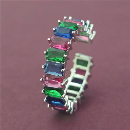 Cz Adjustable Ring With Rhodium Plating