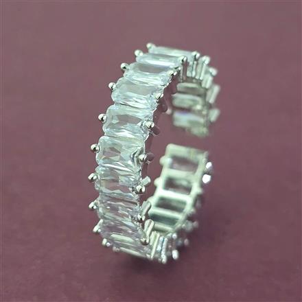 Cz Adjustable Ring With Rhodium Plating