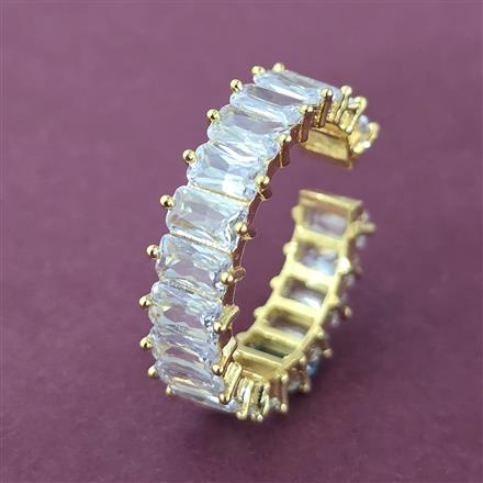 Cz Adjustable Ring With Gold Plating