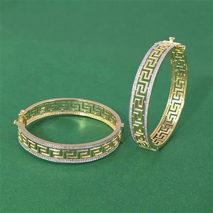 Cubic Zirconia Openable Bangles With 2 Tone Plating