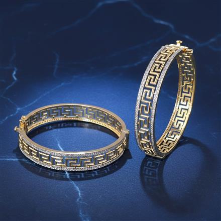 Cubic Zirconia Openable Bangles With 2 Tone Plating