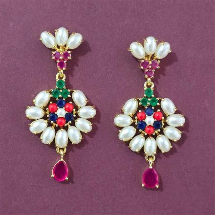 Cz Moti Earring With Gold Plating