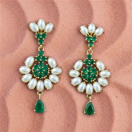 Cz Moti Earring With Gold Plating