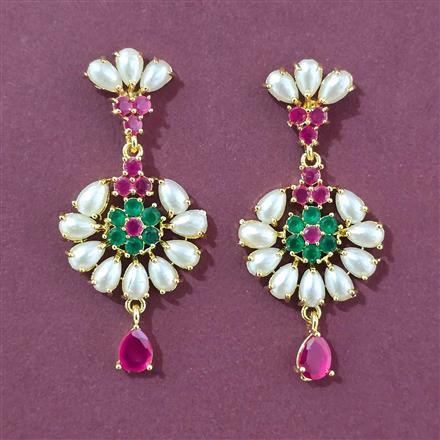 Cz Moti Earring With Gold Plating
